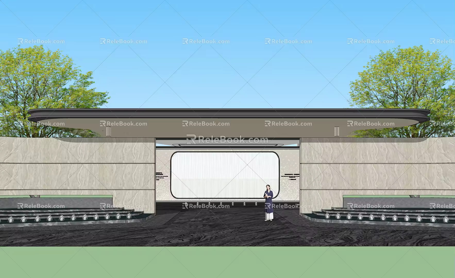 Modern Gate Community Gate 3d model