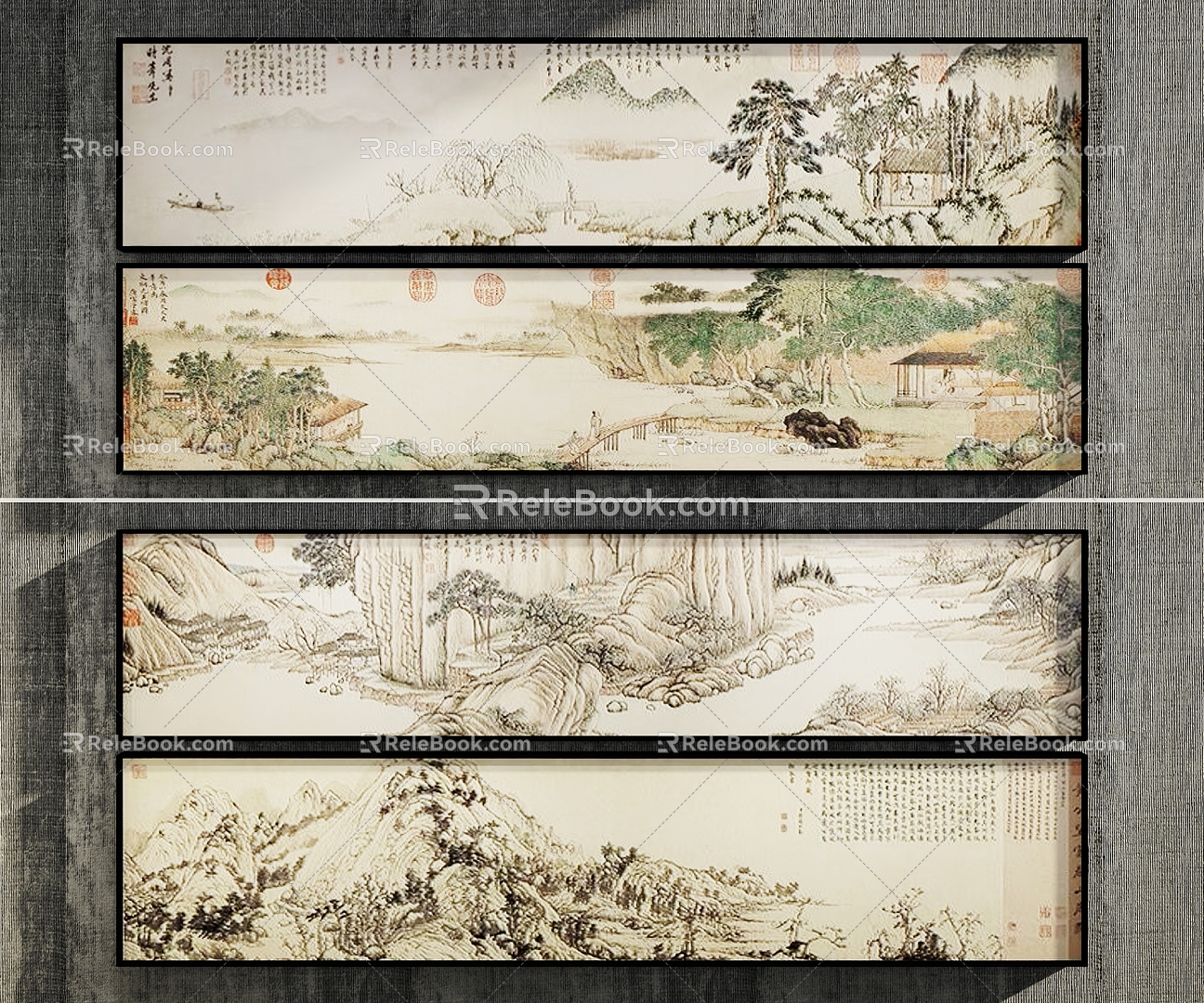 New Chinese Style Decorative Hanging Painting 3d model