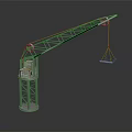 Mechanical Industrial Crane Model With Metal Frame Boom And Lifting Load