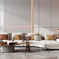 Modern Multiplayer Sofa Coffee Table Combination 3d model