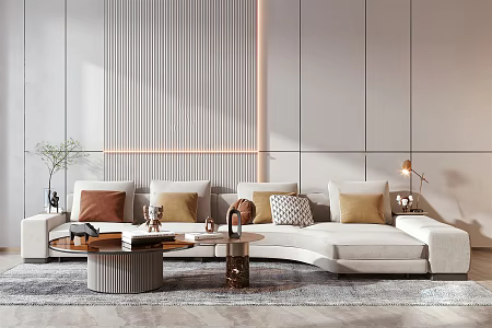 Modern Multiplayer Sofa Coffee Table Combination 3d model