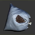 Blue Garbage Bag Filled With Brown Trash And Waste On Gray Background 3d model