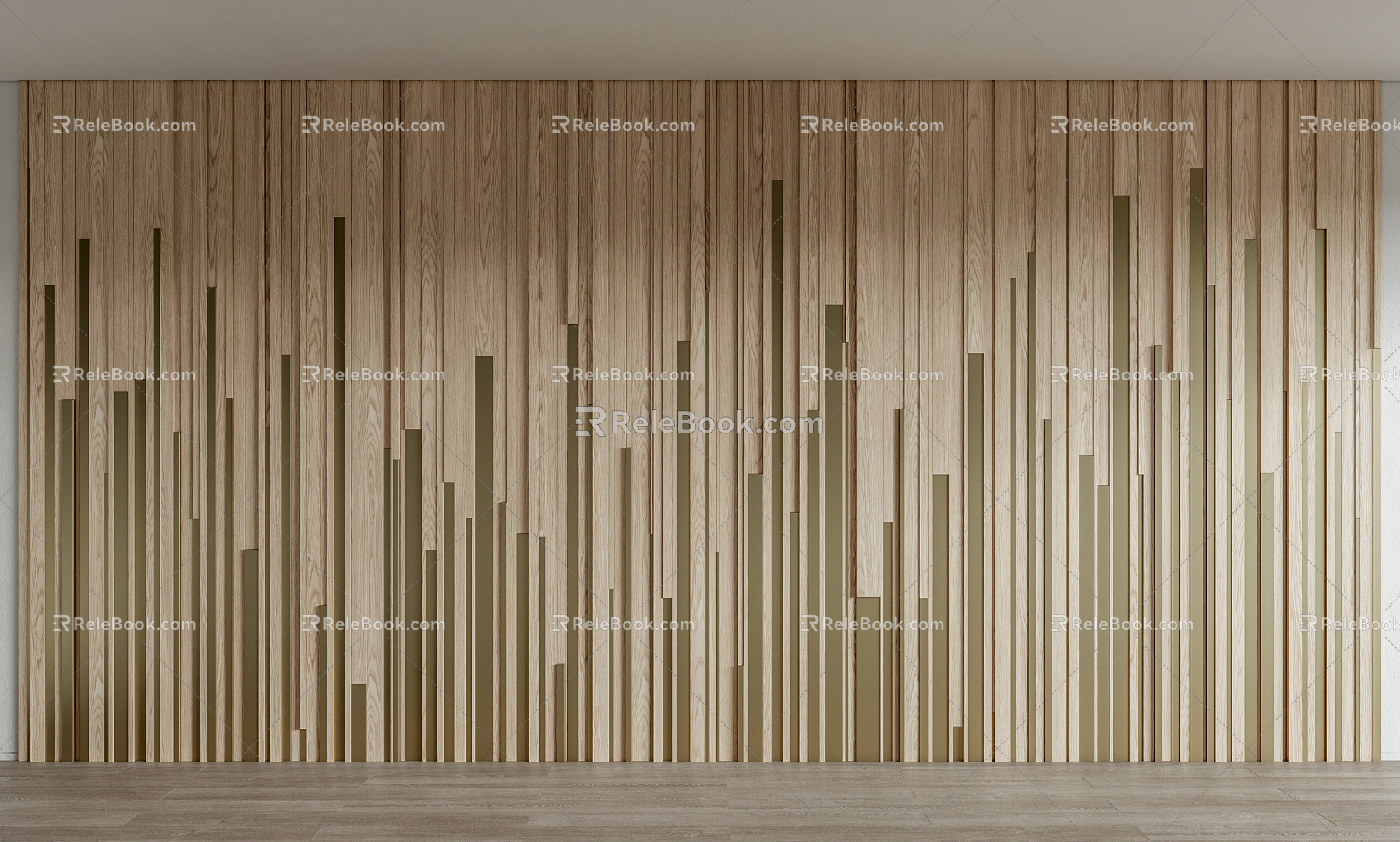 Modern background wall wood pattern background wall 3d model