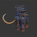 Giant Mammoth With Towering Stacked Buildings And Structures On Its Back 3d model