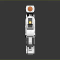Futuristic Sci Fi Weapon With White And Orange Striped Design Scope And Ergonomic Grip