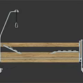 Medical Bed With Wooden Frame Metal Rails Wheels And Hanging IV Fixture