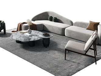 Modern sofa coffee table combination 3d model