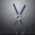 White Spacecraft With Cross Shaped Solar Panels For Cosmic Exploration Mission
