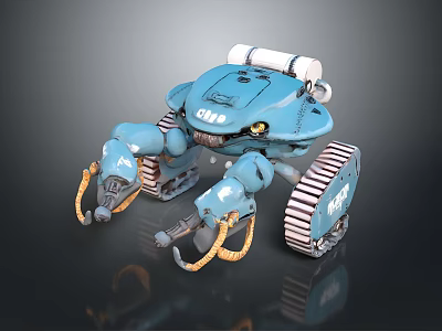 Blue Robot Character With Tracked Legs And Mechanical Arms For Game And Movie 3d model Blue Robot Character With Tracked Legs And Mechanical Arms For Game And Movie 3d model