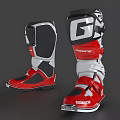 Red Black White Motorcycle Boots With High Top Design G Logo And SERIONE Brand