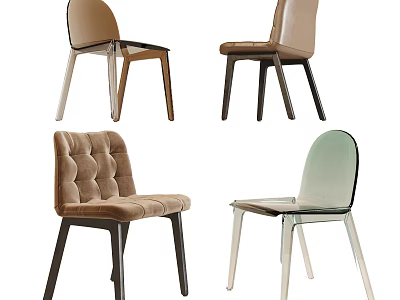 Modern Accent Chairs With Leather Tufted Fabric Transparent Designs And Sleek Legs 3d model