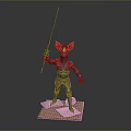 Man in Detailed Armor with Winged Helmet Holding Long Sword on Base Figurine