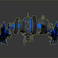 Mechanical Game and Movie Character With Blue Flaming Arms and Spiked Armor Design