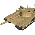 Modern Desert Colored Military Tank With Main Gun Tracks And Antennas