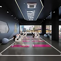 Women Practicing Yoga Stretches In Indoor Modern Fitness Gym On Pink Mats