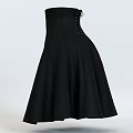 Elegant Black High Waist Dress With Button Front And Flared Pleated Skirt