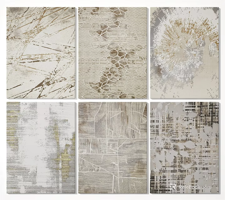 Square Rugs Featuring Modern Abstract Patterns And Textured Design Options 3d model