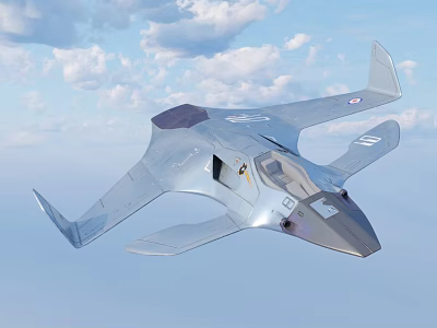 Silver Passenger Jet Flying In Clear Blue Sky 3d model
