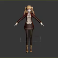 Anime Character With Blonde Pigtails Red Coat Short Skirt And Boots Standing Pose