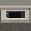 Elegant TV Background Wall With LED Strip Lights Fireplace And Storage Cabinets 3d model