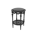 Classic Side Table With Marble Top Carved Black Legs And Decorative Lower Storage Shelf