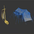 Ancient Wooden Sailing Boat With Canvas Sail And Traditional Structure Design