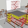 Building Components 3D Model Featuring Scaffolding Staircase Metal Frames And Support Structures 3d model