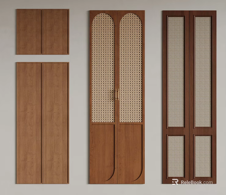 Different Styles Of Wooden Wardrobe Doors 3d model 