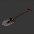 Traditional Garden Shovel Featuring Metal Blade And Wooden Handle Design