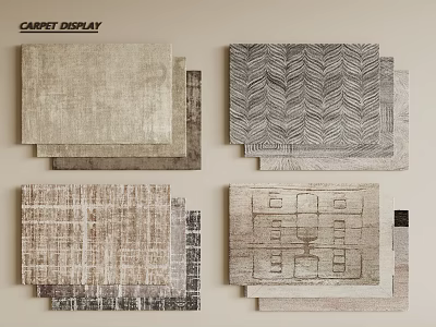 Various Designed Square Carpets With Geometric And Herringbone Patterns On 3d model