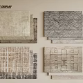 Various Designed Square Carpets With Geometric And Herringbone Patterns On