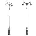 Vintage Outdoor Street Lamps With Decorative Metal Poles For Garden Lighting Design