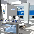 Modern Digital Store Interior With Display Tables Mobile Phones And Cabinets 3d model
