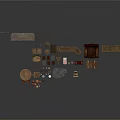 Various Home Furniture Pieces Including Chair Table Bookshelf And Decor Items Collection
