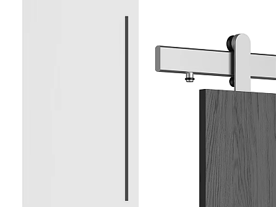 Modern Wooden Barn Door Design With Silver Metal Sliding Track System And Hardware 3d model