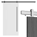 Modern Wooden Barn Door Design With Silver Metal Sliding Track System And Hardware