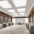 Hotel Public Lounge Featuring Modern Seating Ceiling Panel Lights And Elegant Spacious Interior 3d model