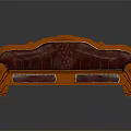 Traditional Multi Person Sofa With Wooden Carved Frame Leather Padded Seats And Textured Backrest