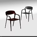 Red And White Modern Leisure Chairs With Armrests Sleek Design And Metal Legs