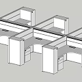 Modern Office Workstations With Multiple Desks Cubicle Design And Storage Drawers