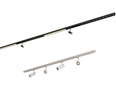 Track Mounted Downlights And Spotlights Modern Adjustable Black Silver Fixtures For Interior Lighting Design 3d model