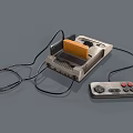 Vintage Retro Gaming Console With Game Cartridge Controller And Wired Cables 3d model