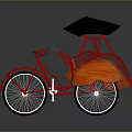 Vintage Red Tricycle With Black Canopy Classic Retro Design Features
