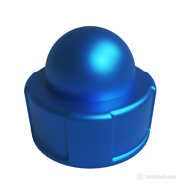 Blue Dome Shaped Plastic Lid With Hexagonal Base And Glossy Surface 3d model