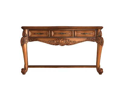 Elegant Wooden Entryway Console Cabinet With Carved Patterns Decorative Legs And Functional Drawers 3d model