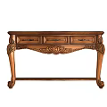Elegant Wooden Entryway Console Cabinet With Carved Patterns Decorative Legs And Functional Drawers