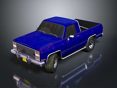 Classic Blue Single Cab Truck With Shiny Exterior On Black Background 3d model