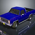 Classic Blue Single Cab Truck With Shiny Exterior On Black Background