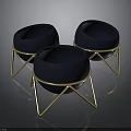 Modern Decorative Furniture With Three Black Bowls On Golden Stands