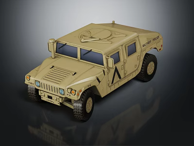Military Style Sandy Colored Functional Vehicle With Off Road Design And Large Tires 3d model